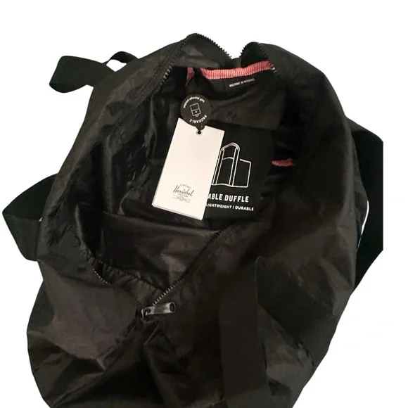Herschel Self Folding Black Nylon Tote Bag - Picture 4 of 11